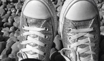 The joys of sequin silver trainers